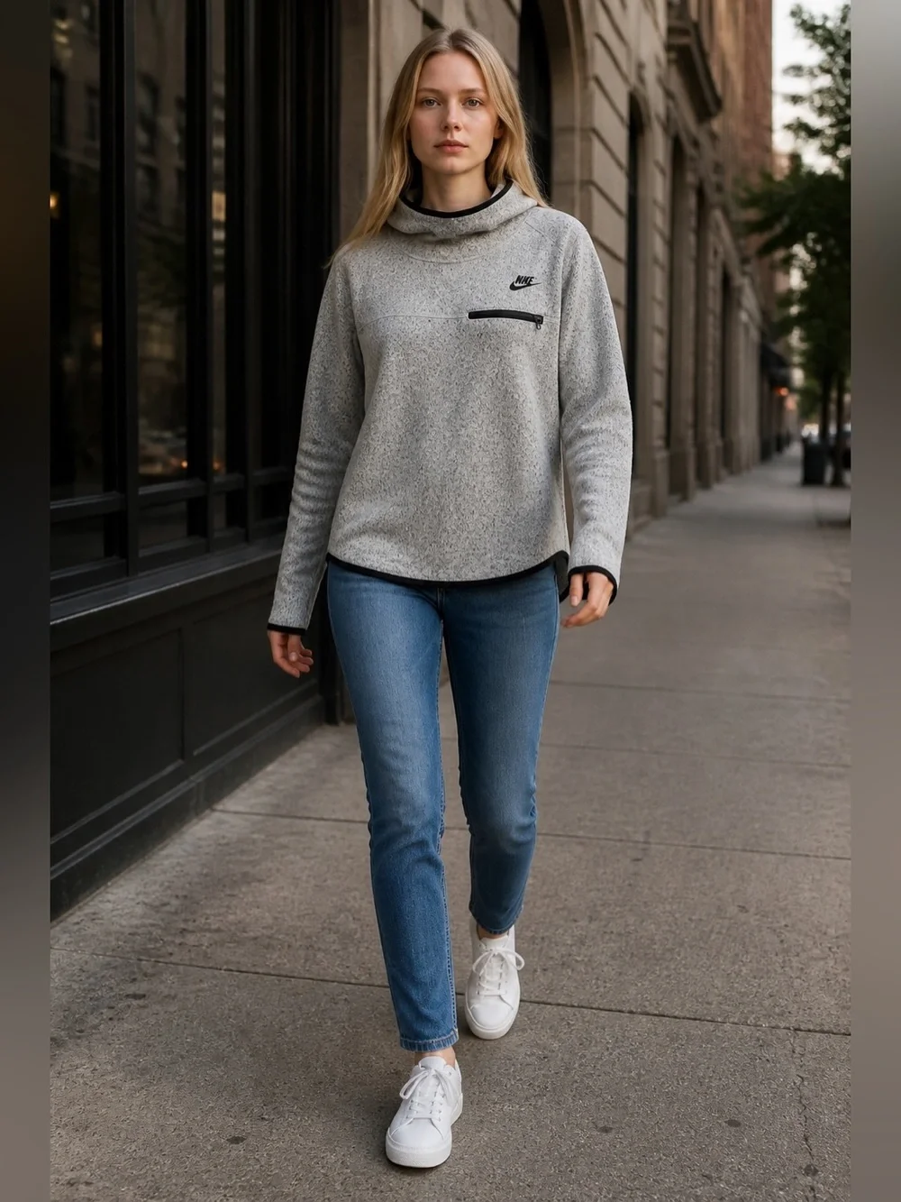 Nike Tech Fleece Heathered Gray Pullover Hoodie Women’s Sweatshirt Size Medium
